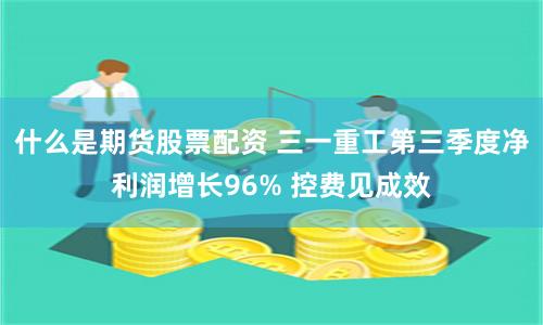 什么是期货股票配资 三一重工第三季度净利润增长96% 控费见成效